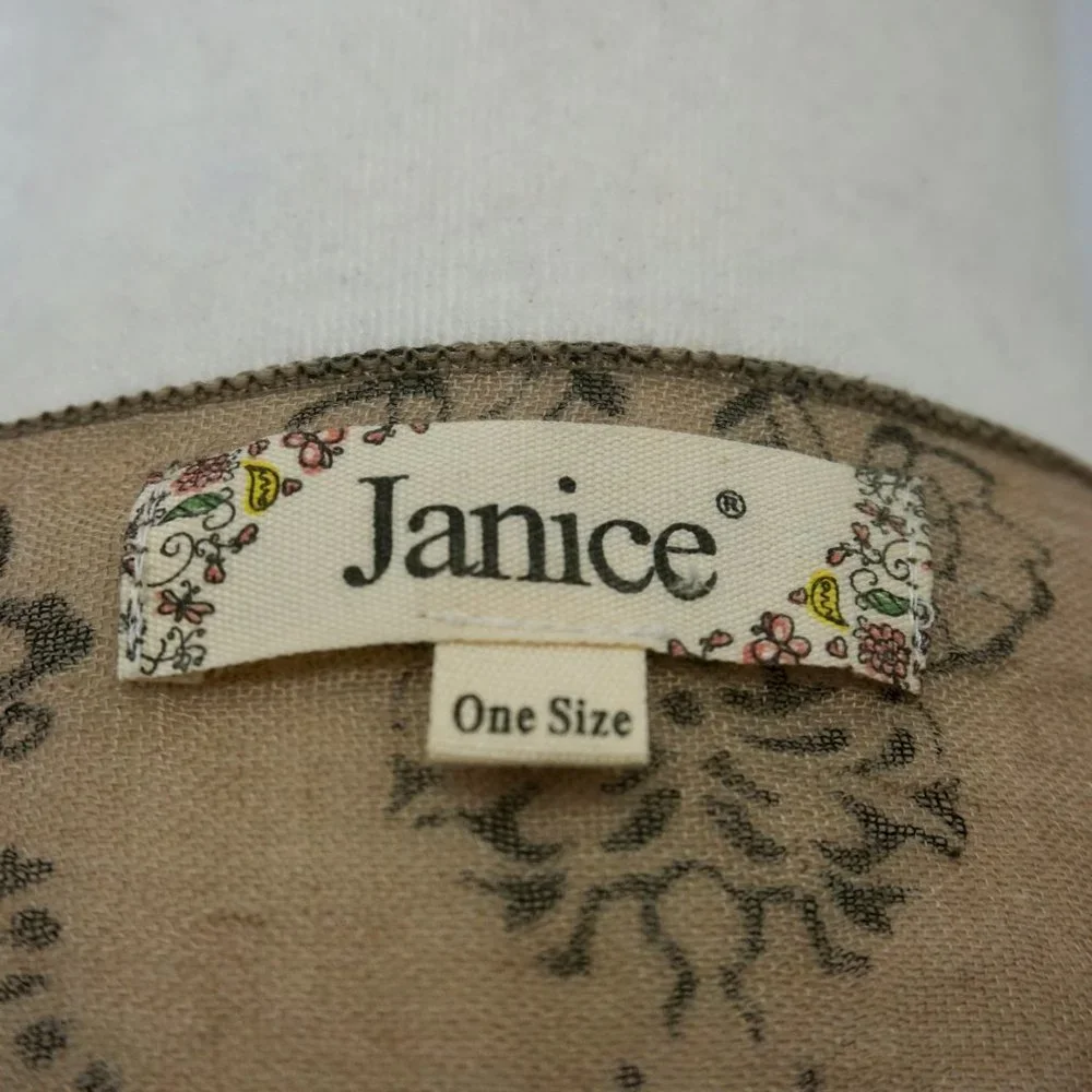💜 JANICE Tan/Black Pattern Scarf Coat Poncho Kimono (OS)